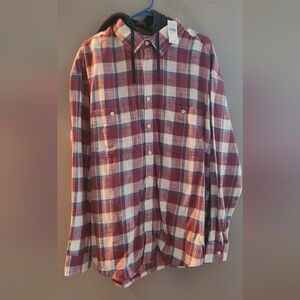 🆕️‎ American Eagle flannel with hood button down XLT